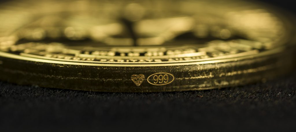 Gold coin, proof quality,.999 gold, bitcoin wallet, denarium