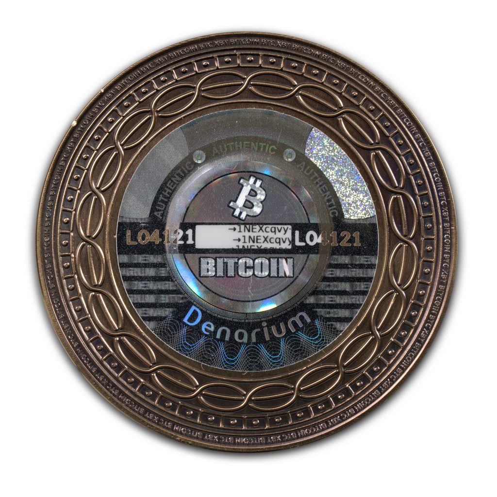 bronze coin, bitcoin coin, coin hologram, private key inside, bitcoin wallet, physical bitcoin,